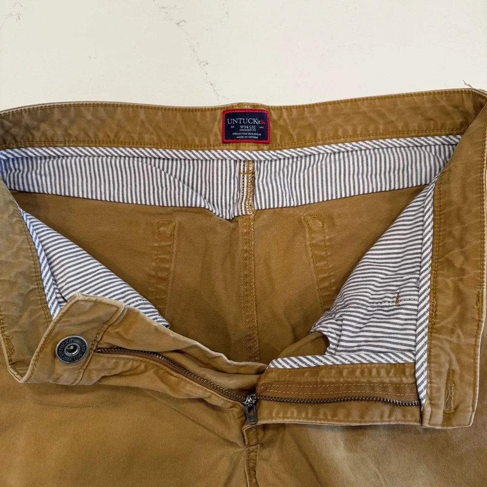 Untuckit Men’s Don Santiago Straight Leg 5 Pocket Pant Khaki 34x32